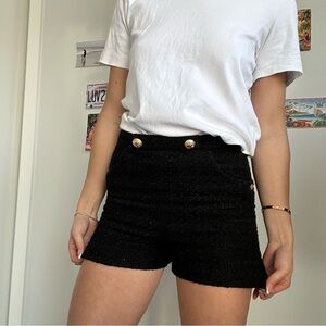 Zara Black High Waist Shorts with Gold Buttons
